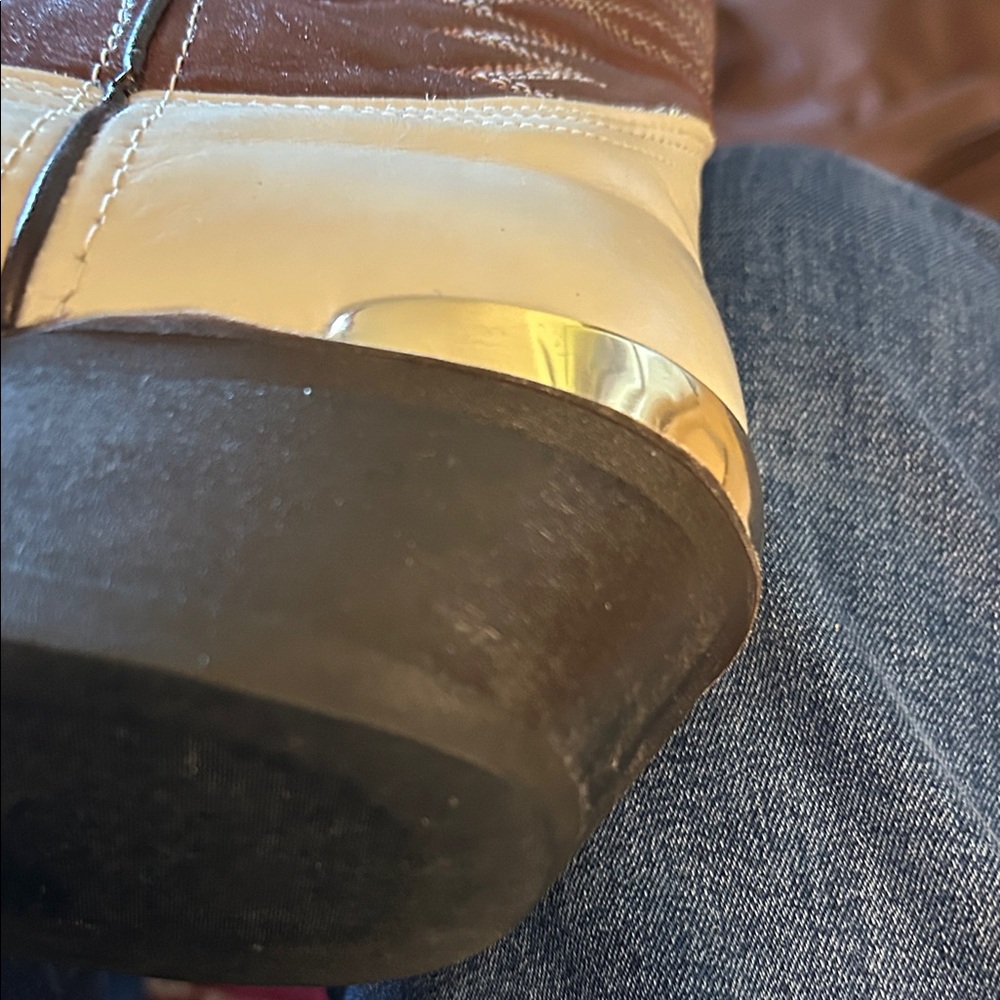 Stylish Brown and Cream Western Boots